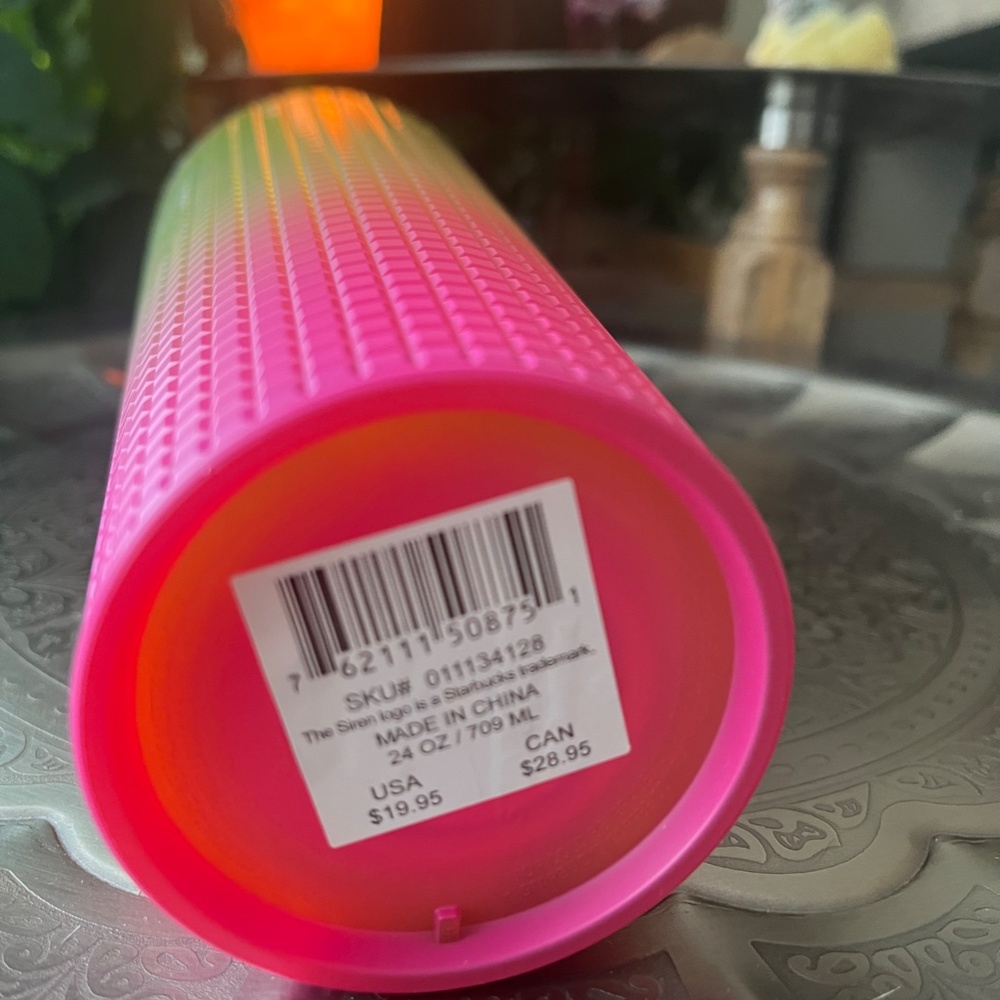 Starbucks Pink and Yellow Lemon Prism Spray Pink Gradient Ombre Tumbler - Picture 6 of 6